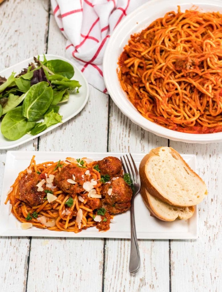 This instant pot spaghetti and meatballs is an easy one-pot recipe with mouth-watering homemade meatballs.