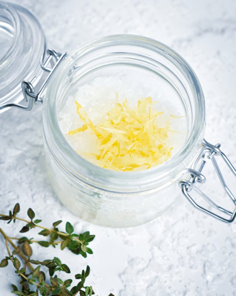 Homemade DIY Lemon Thyme Salt Scrub