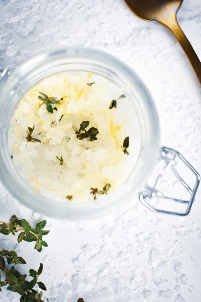 Easy Homemade DIY Lemon Thyme Salt Scrub