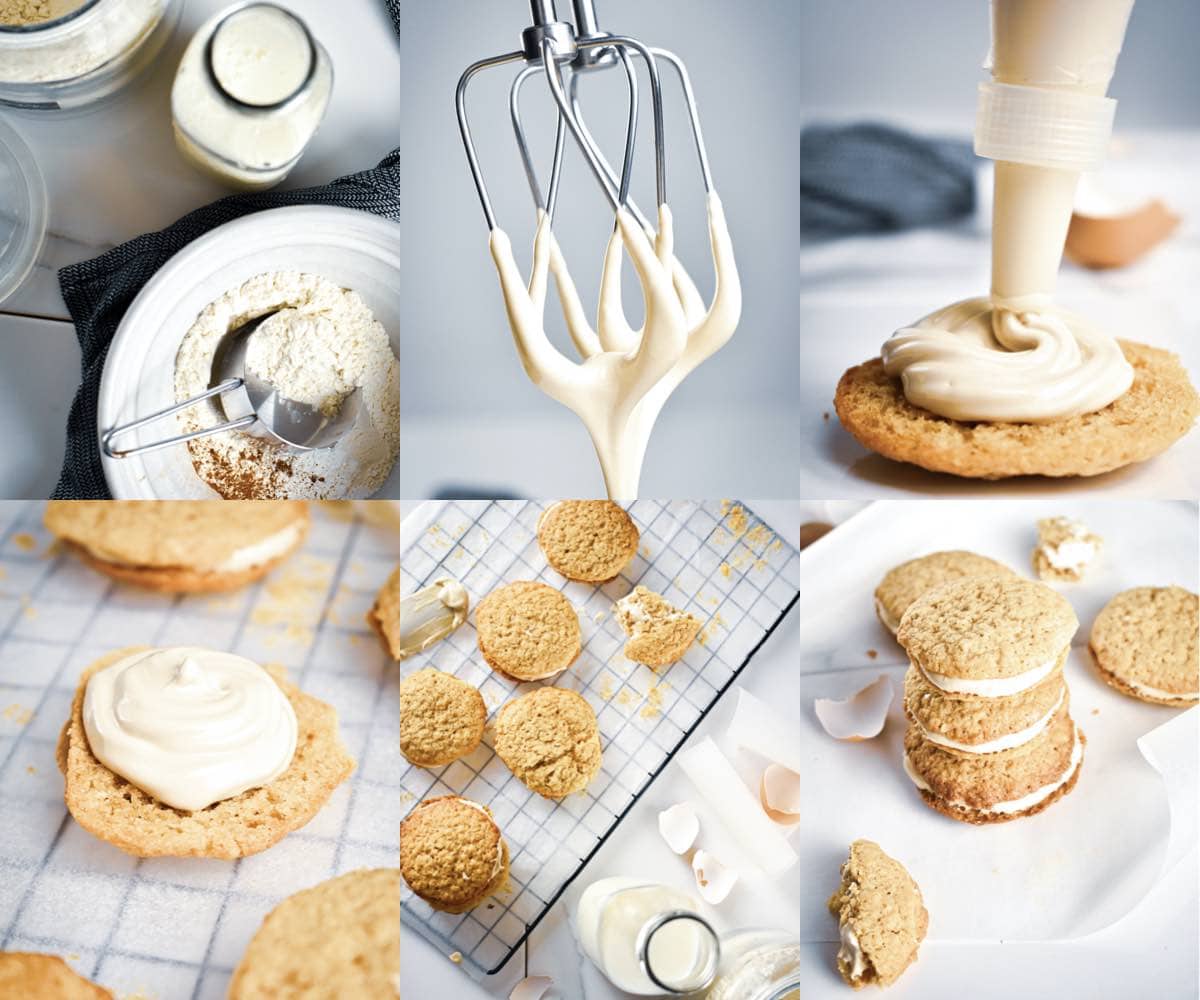 Easy Homemade Whiskey Oatmeal Cream Pies recipe: These delicious oatmeal cookies will not be forgotten soon. They are sandwiched together with refreshing whiskey marshmallow cream to create the perfectly soft oatmeal cookie dessert.