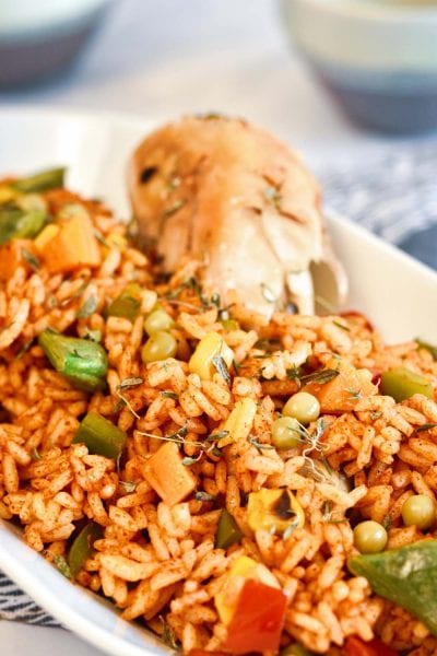 Nigerian jollof rice cooked to perfection