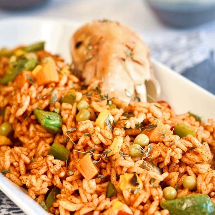 Nigerian jollof rice cooked to perfection