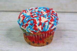 step 9 red white and blue cupcake frosted