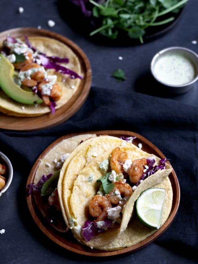 Copycat Chili’s Spicy Shrimp Tacos with CilantroLime Crema Story