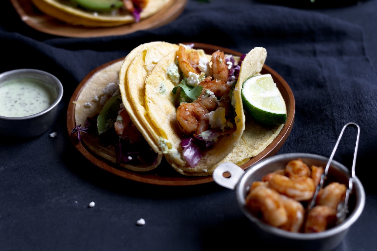 Copycat Chili's Spicy Shrimp Tacos with CilantroLime Crema
