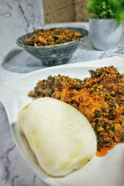 pounded yam and egusi soup
