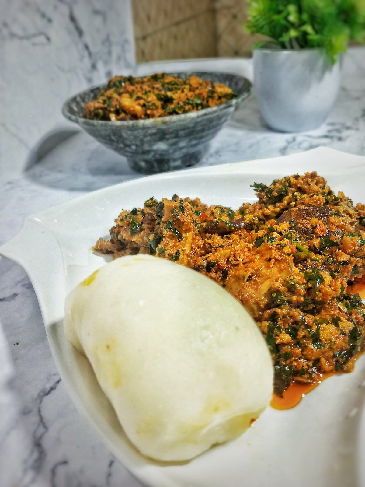 Nigerian Pounded Yam and Egusi Soup (How To Make Egusi Soup)