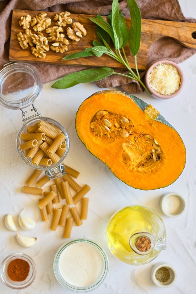 Step 1 - vegan pumpkin pasta ingredients