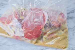 Step 2 steak gorgonzola in the marinate