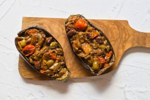 step 10 vegan stuffed eggplant