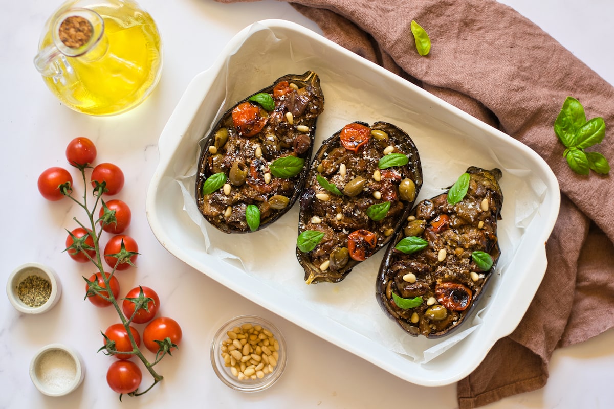 Vegan Stuffed Eggplant (Mediterranean Stuffed Eggplant)