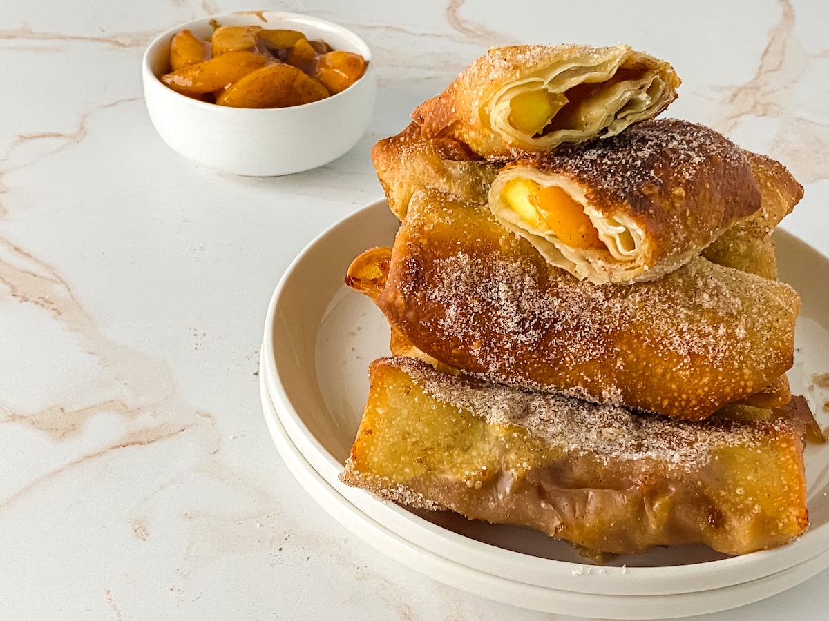 The Easiest Peach Cobbler Egg Rolls
