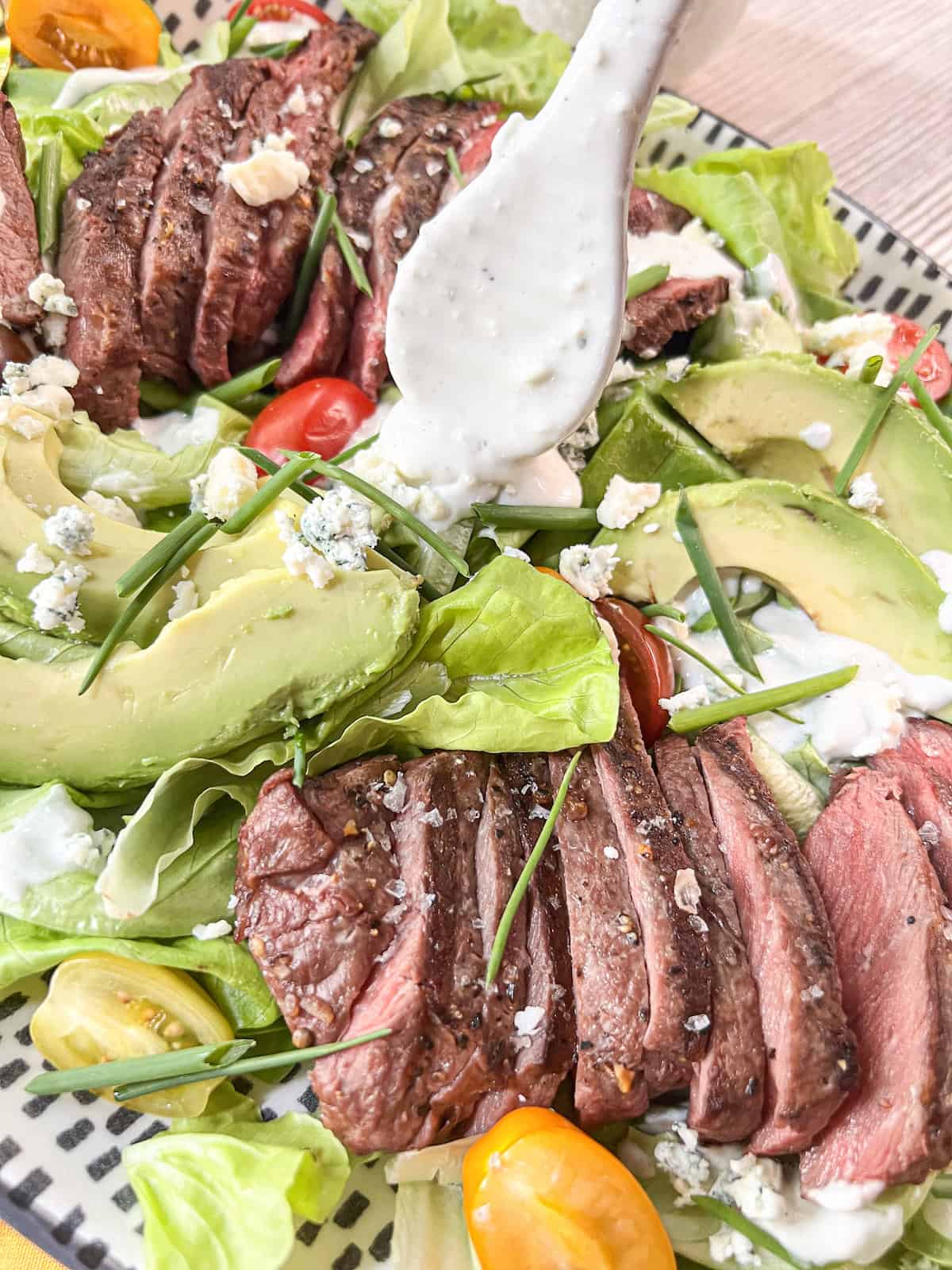 Grilled Steak Salad with Creamy Blue Cheese Dressing by Big Delicious Life