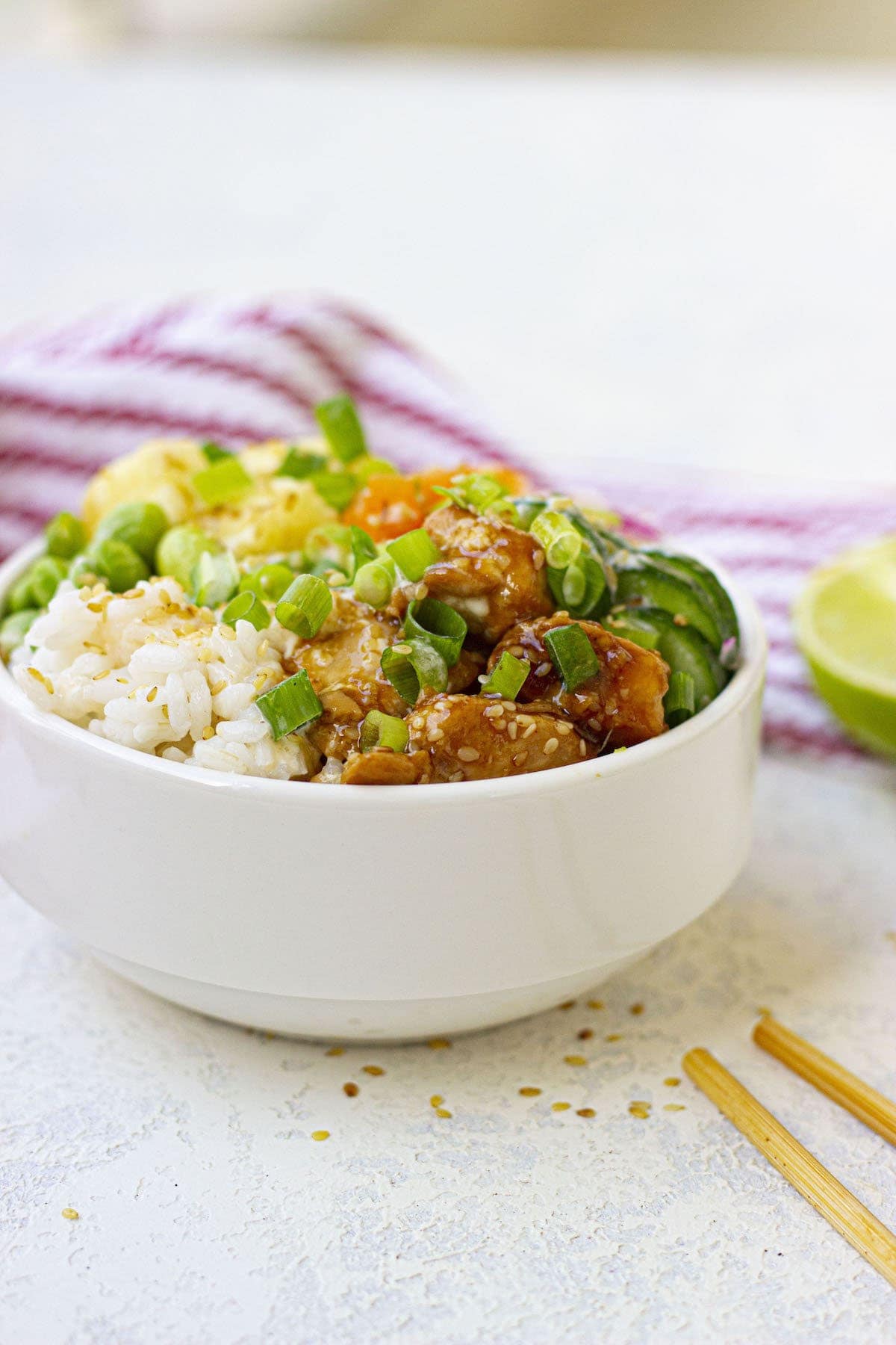CHICKEN TERIYAKI PINEAPPLE BOWL. PHOTO CREDIT: FOOD PLUS WORDS.
