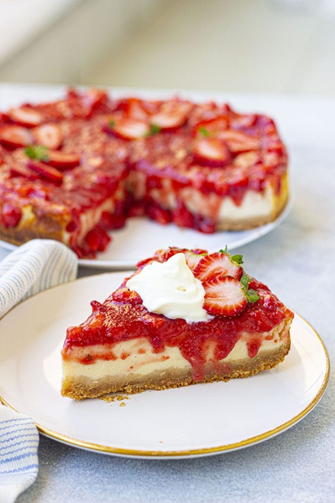 high protein healthy strawberry cheesecake
