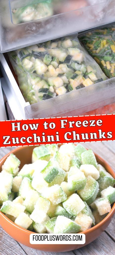 Freezing zucchini chunks.