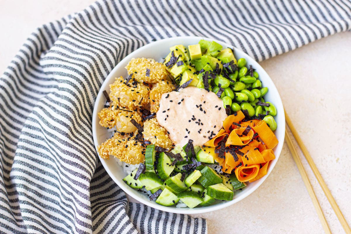 Easy Crunchy Shrimp Sushi Bowl