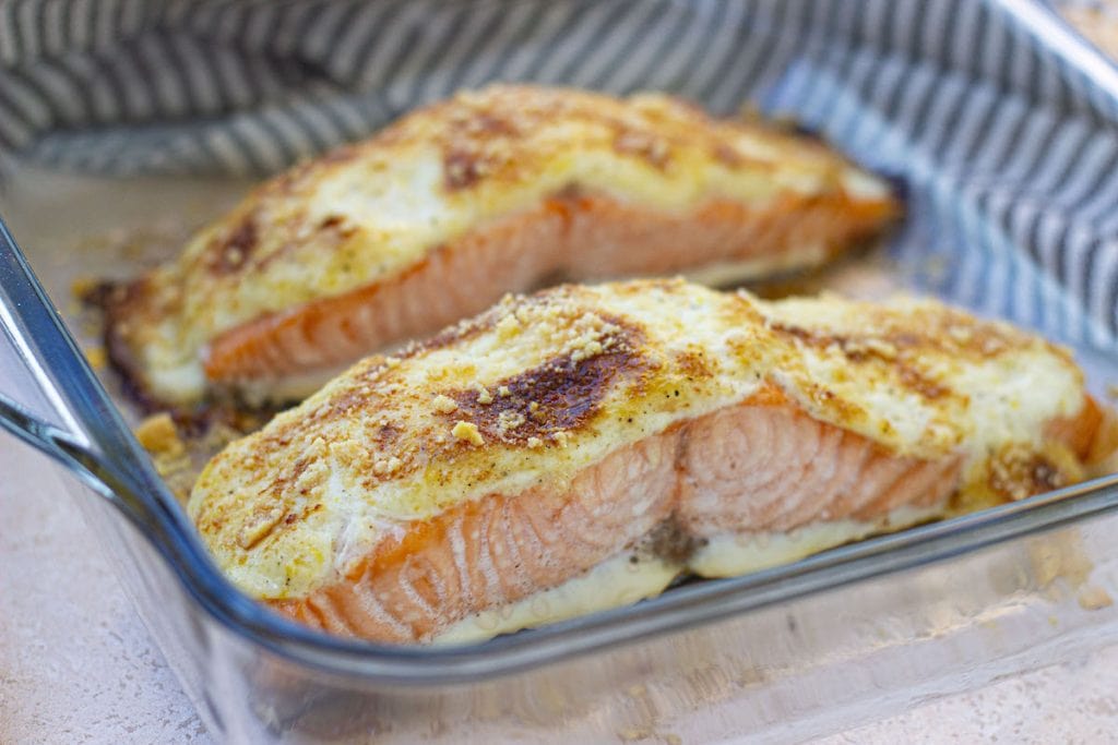step 5 baked salmon with mayonnaise