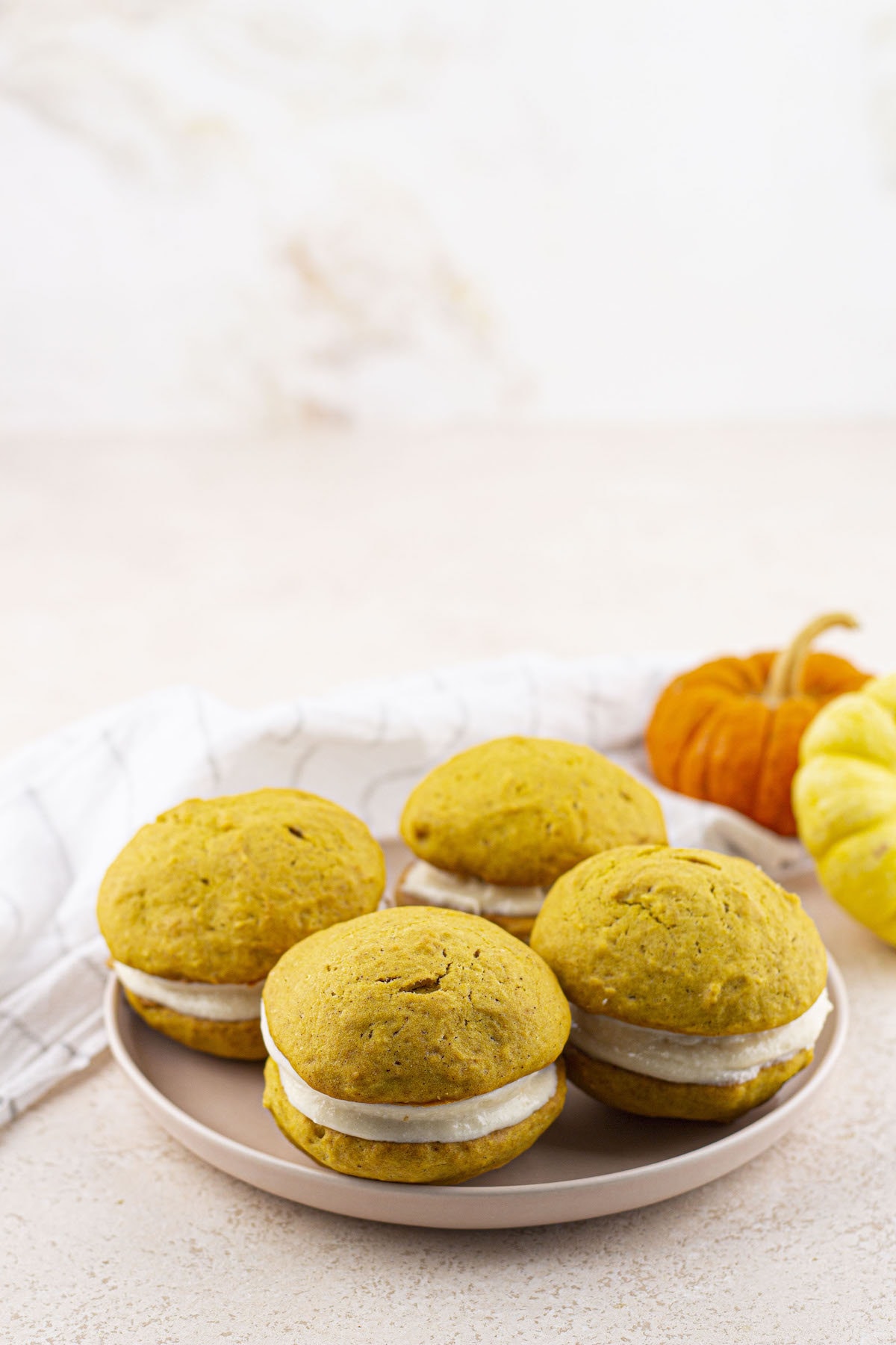 Mini Pumpkin Whoopie Pies with Marshmallow Filling