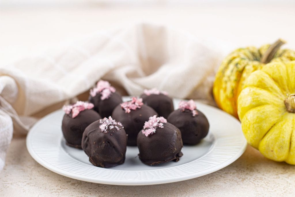 dark chocolate pumpkin truffles