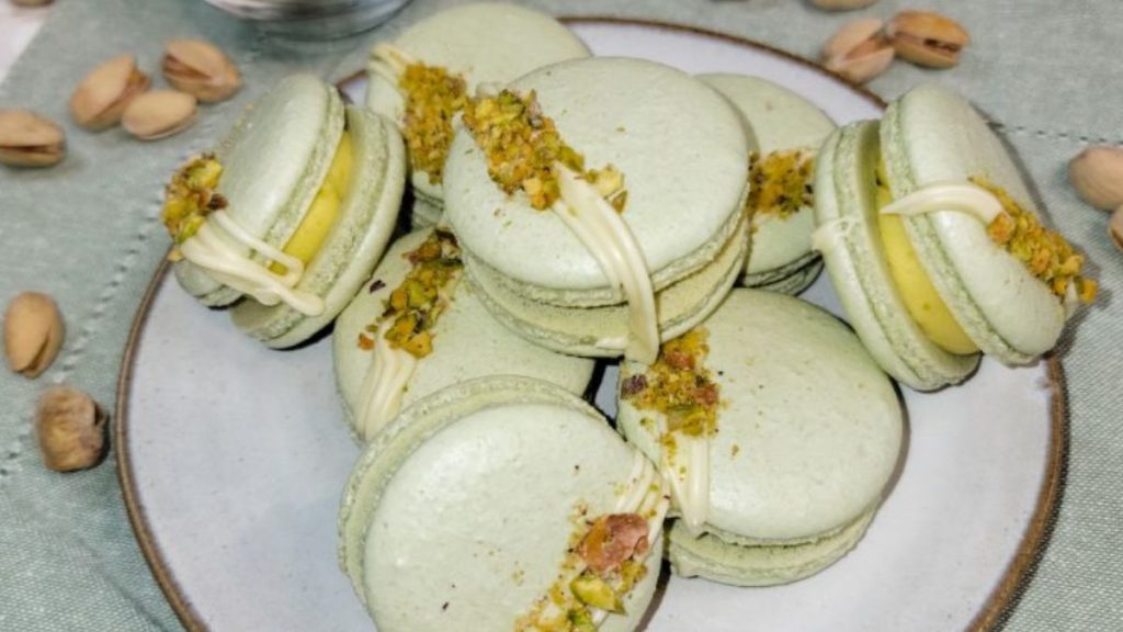 PISTACHIO MACARONS WITH WHITE CHOCOLATE GANACHE BY FOOD PLUS WORDS