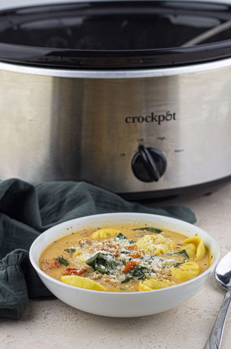 crockpot tortellini soup with sausage and cream cheese