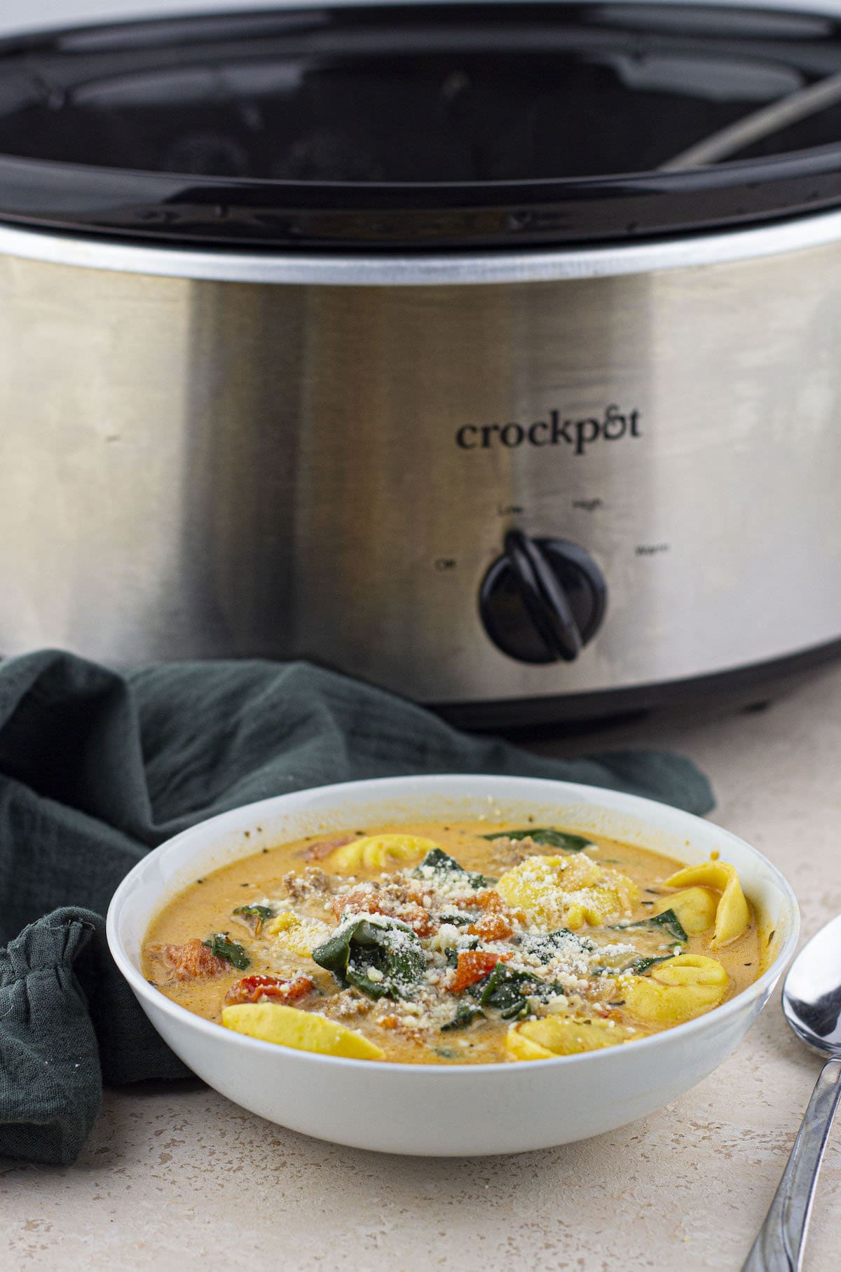 crockpot tortellini soup with sausage and cream cheese