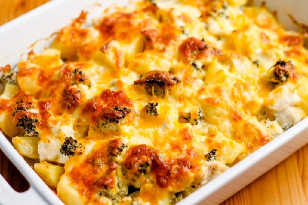 Last-Minute Potluck Ideas: A broccoli and cheese casserole dish.
