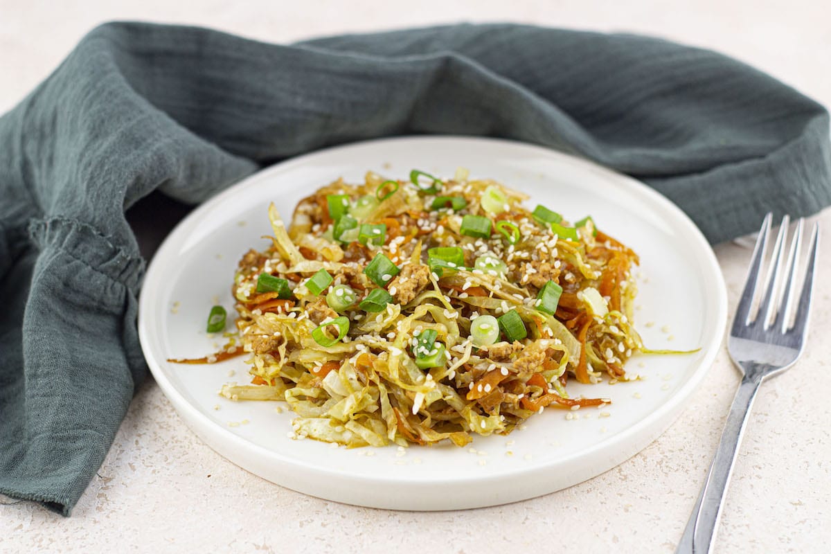 chicken egg roll in a bowl