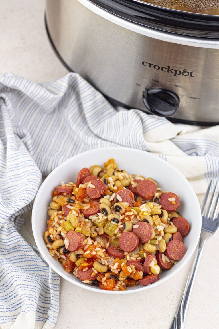 crockpot hoppin john with sausage