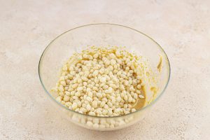 step 3 peanut butter balls with rice krispies