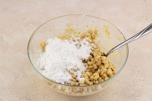 step 4a peanut butter balls with rice krispies