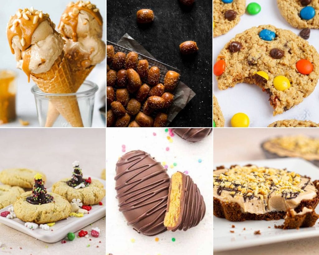 Celebrate National Peanut Butter Lovers' Day with a collage of delicious cookies and desserts.