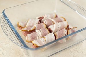 step 2 bacon wrapped smokies with brown sugar and butter