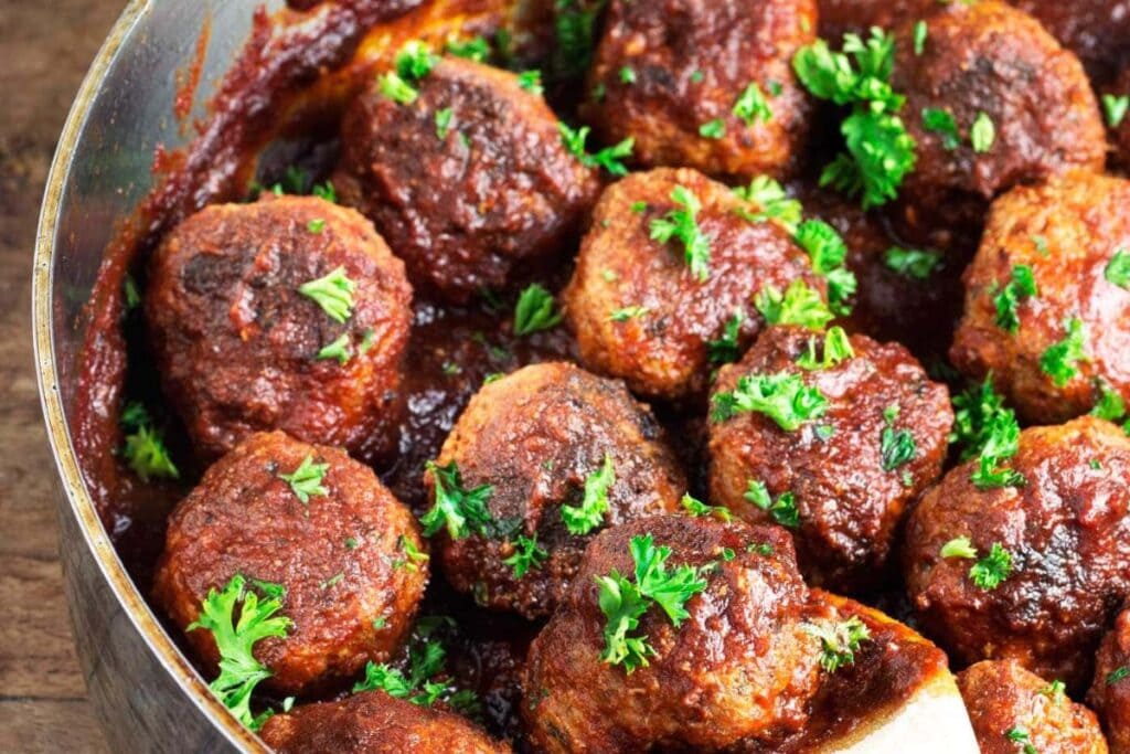 Bacon Bourbon Meatballs by Kits Kitchen