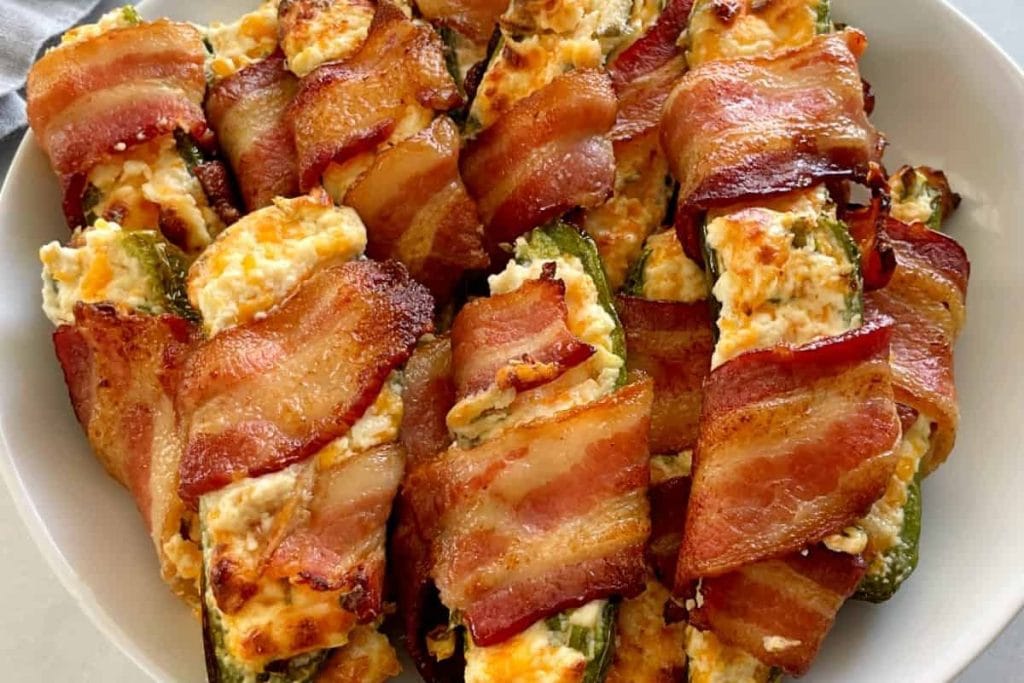 Bacon Wrapped Air Fryer Jalapeno Poppers by Emily Fabulous