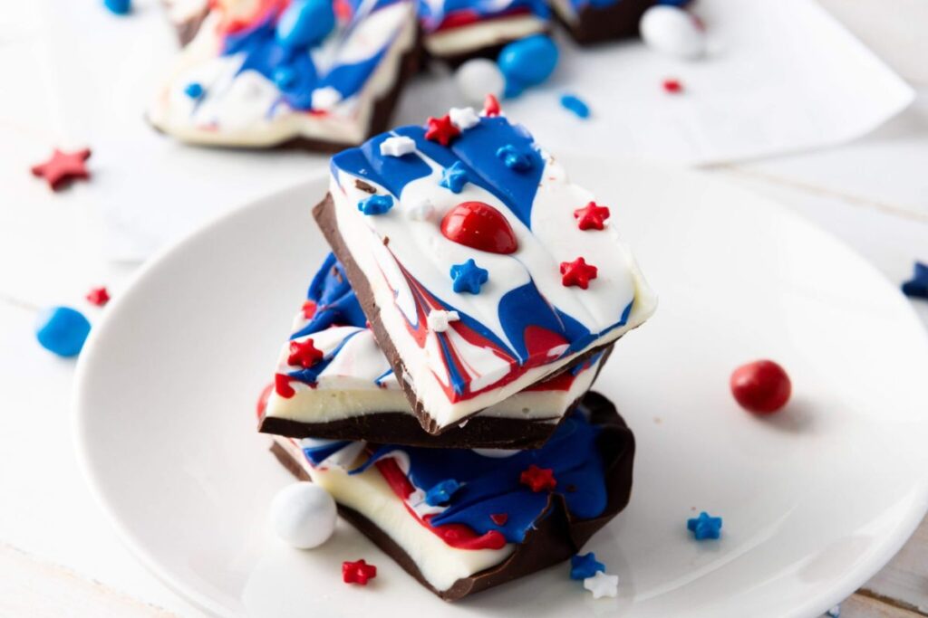 Patriotic Chocolate Bark by Fun Family Meals