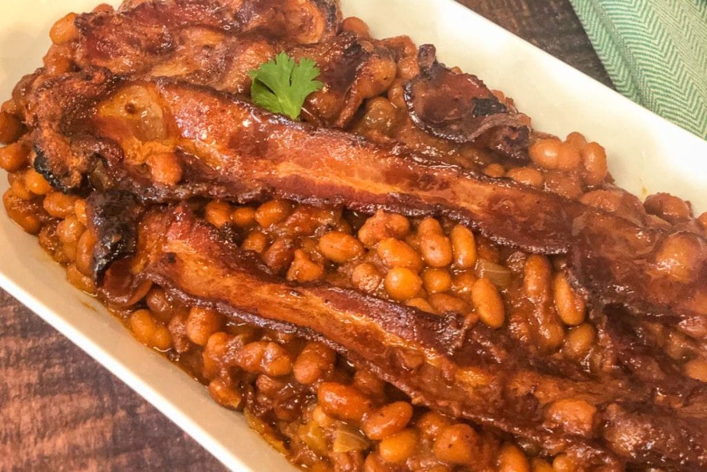 Side Dishes Recipes Skillet Baked Beans and Bacon by Dutch Oven Daddy
