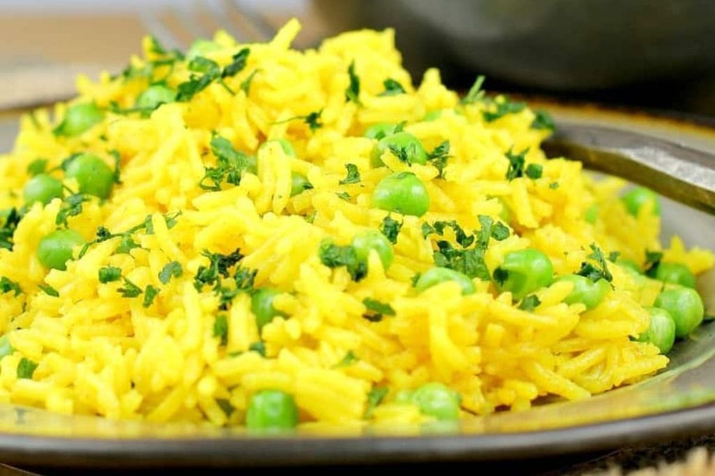 Simple Turmeric Rice with Peas by Ericas Recipes