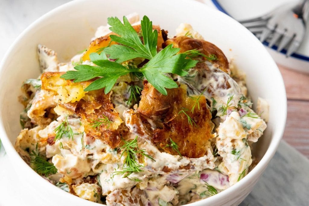 Smashed Potato Salad by Shaken Together Life