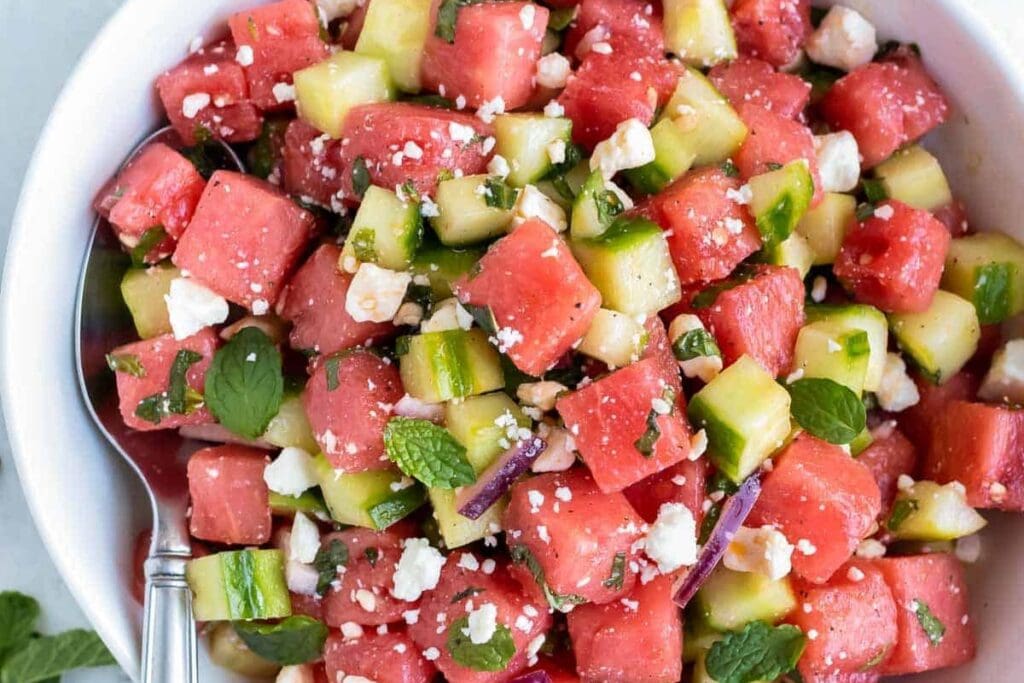 Watermelon Feta Salad with Mint by Evolving Table