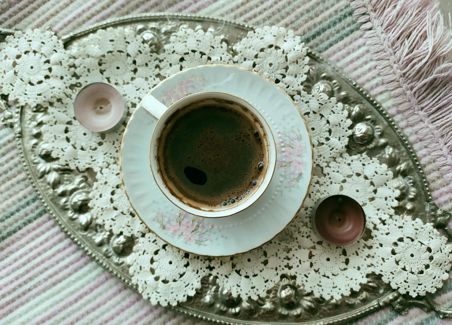 free photo of elegant coffee setup with vintage decor
