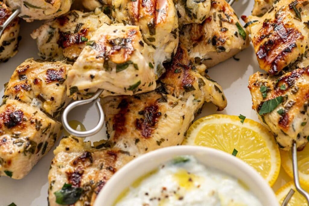 Authentic Greek Chicken Souvlaki by The Forked Spoon