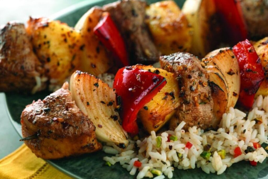 Caribbean Pork Kabobs by Mommy Evolution
