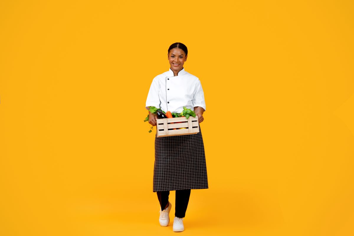 Chef carrying ingredients
