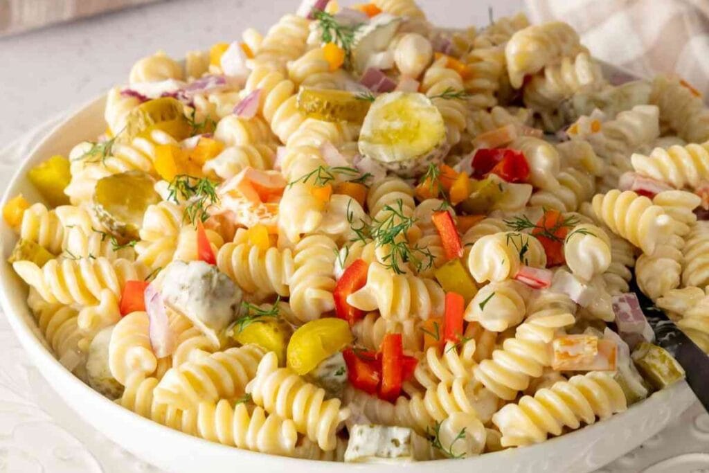 Dill Pickle Pasta Salad by Mama Needs Cake