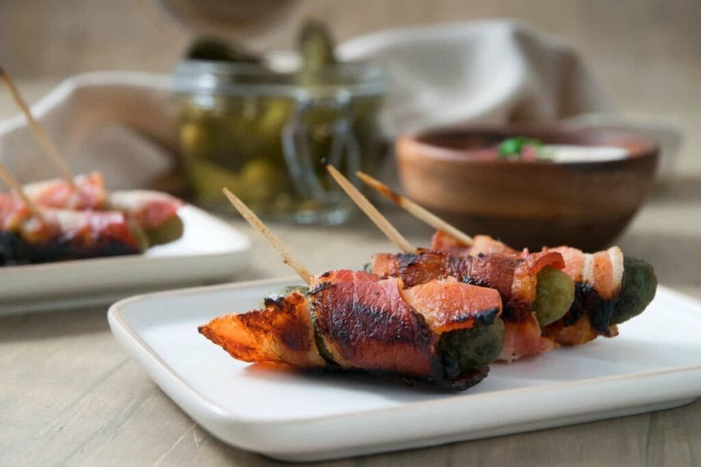 Grilled Bacon Wrapped Pickles by In The Kitch
