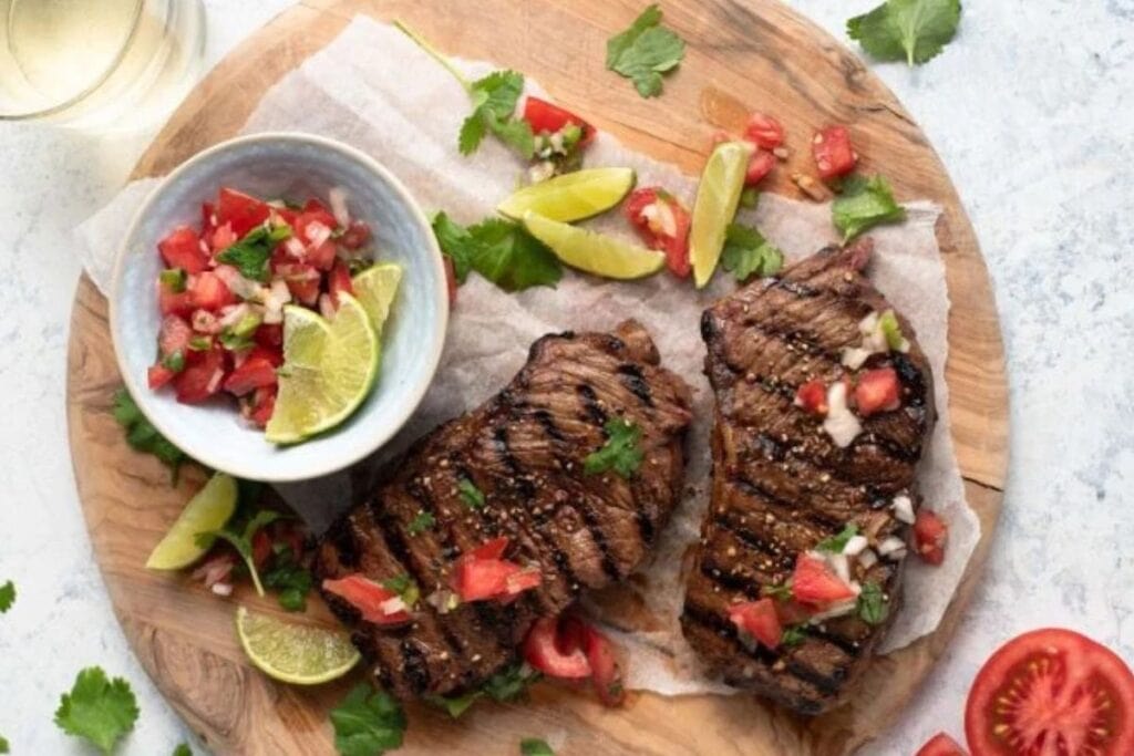 Grilled Steak in Beer Marinade with Salsa Fresca by A Taste for Travel
