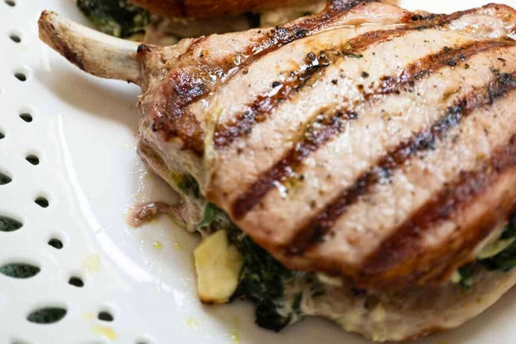 Grilled Stuffed Pork Chops by Always From Scratch