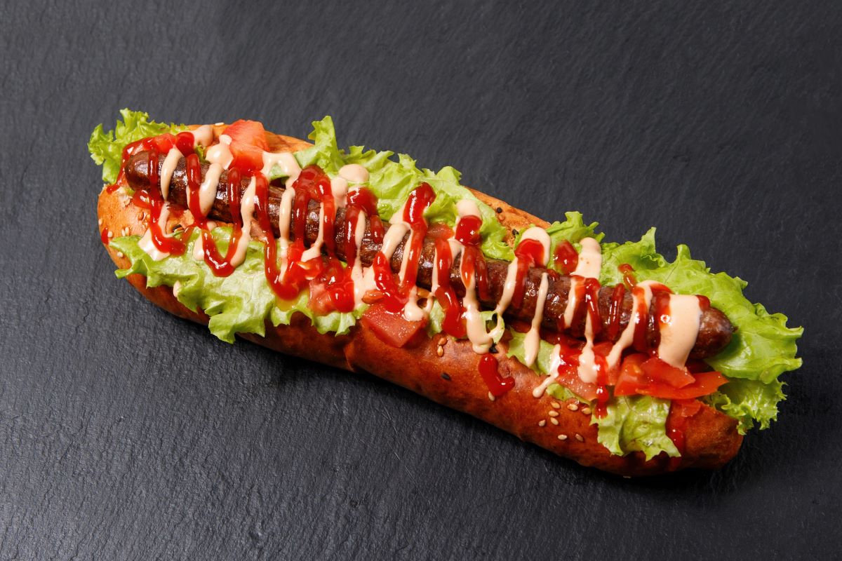 Hotdog served without napkin and plateVorobevaola